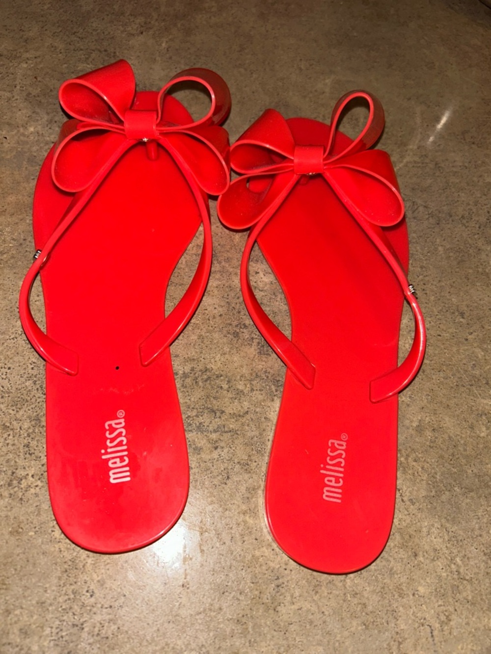 Melissa Sandals - bright pink/red “Harmonic Bow” jelly flip flops - Picture 5 of 7